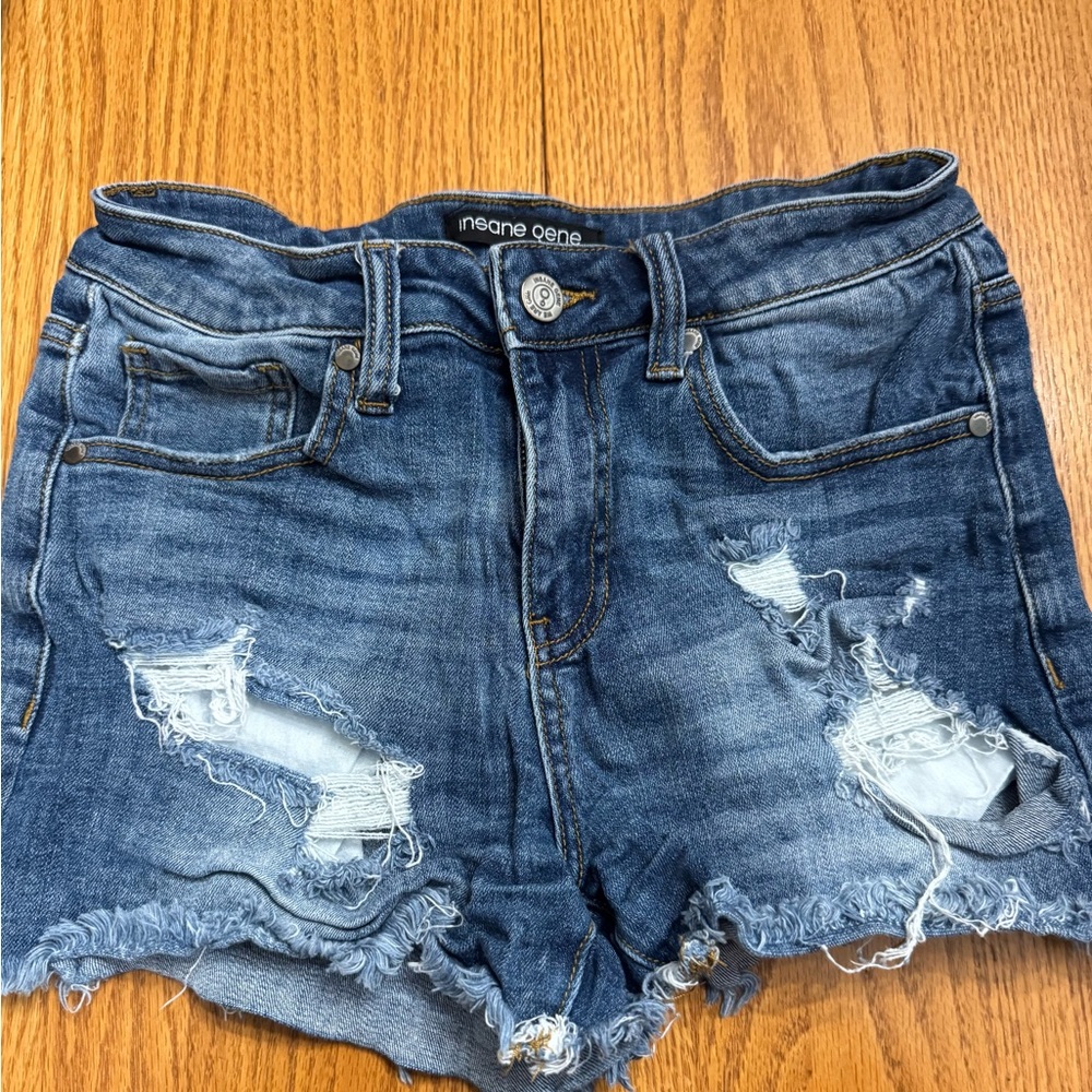 Insane Gene Women's Ripped Blue Jean Shorts